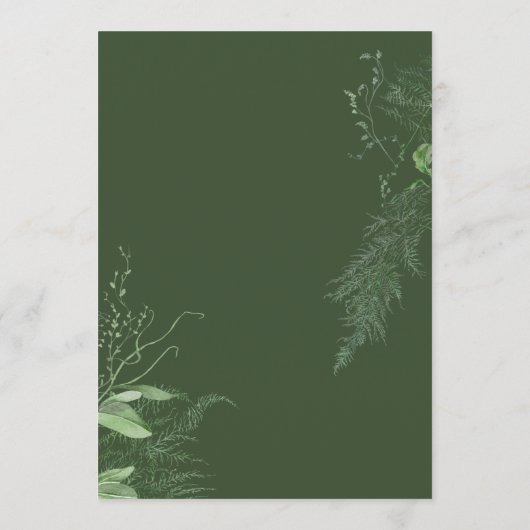 Rustic Fern Green Foliage Emerald Wedding Menu (Achterkant)