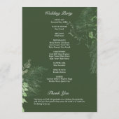Rustic Fern Green Foliage Emerald Wedding Programmakaart (Achterkant)