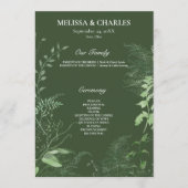Rustic Fern Green Foliage Emerald Wedding Programmakaart (Voorkant)