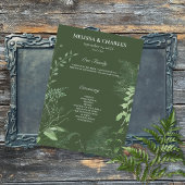 Rustic Fern Green Foliage Emerald Wedding Programmakaart