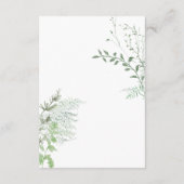 Rustic Fern Green Foliage White Wedding Details Informatiekaartje (Achterkant)