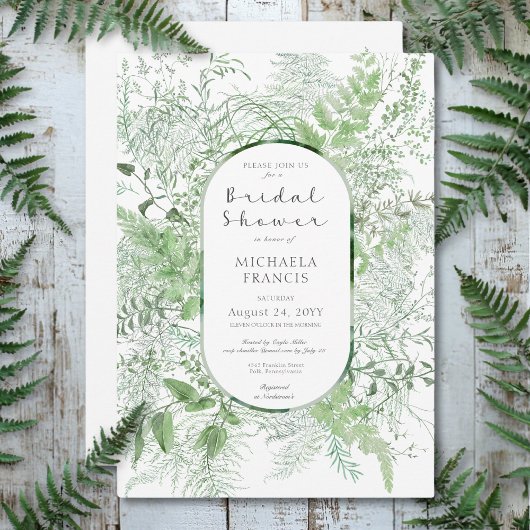 Rustic Fern Green Foliage Wit Vrijgezellenfeest Kaart