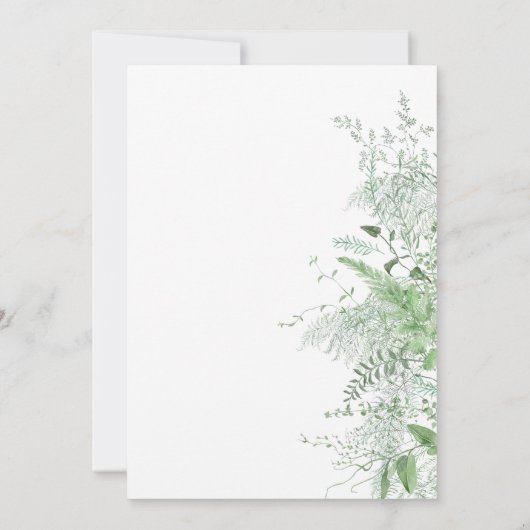 Rustic Fern Green Foliage Witte Bruids Brunch Kaart (Achterkant)