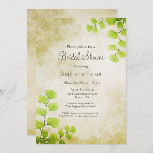 Rustic Fern Leaf Vrijgezellenfeest Kaart (Voorkant / Achterkant)