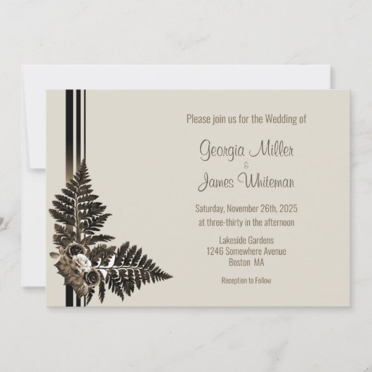 Rustic Fern Leaf Wedding Invitation Kaart (Voorkant)