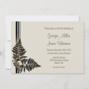 Rustic Fern Leaf Wedding Invitation Kaart