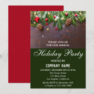 Rustic Festief Rood & Groen Bedrijfs Kerstfeest Kaart
