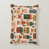 Rustic Festive Christmas Houses Seamless Pattern Accent Kussen (Achterkant (Verticaal))