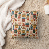 Rustic Festive Christmas Houses Seamless Pattern Kussen (Deken)