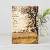 Rustic Field Gold Autumn Evening Sunset Wedding Kaart (Staand voorkant)