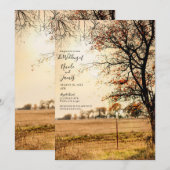 Rustic Field Gold Autumn Evening Sunset Wedding Kaart (Voorkant / Achterkant)