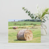 Rustic Field Hay Bales Country Wedding Invitations Kaart (Staand voorkant)