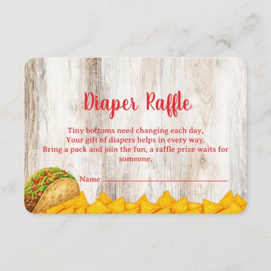 Rustic Fiesta Diaper Raffle Insert Card | Tacos Informatiekaartje (Voorkant)