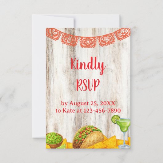 Rustic Fiesta RSVP Card with Optional QR Code Kaartje (Voorkant)
