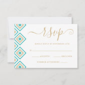 Rustic Fiesta Wedding Reply Kaart Blue Diamond (Voorkant)