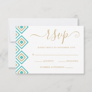 Rustic Fiesta Wedding Reply Kaart Blue Diamond