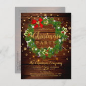 Rustic Fire Branches Krans Kerstfeest Uitnodiging Briefkaart (Voorkant / Achterkant)