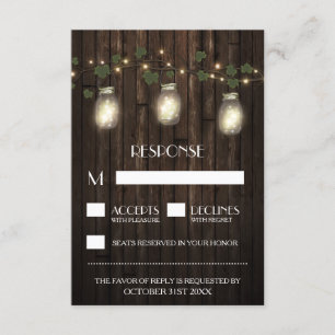 Rustic Firefly + Vine Vineyard Wedding RSVP-kaarte RSVP Kaartje