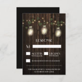 Rustic Firefly + Vine Vineyard Wedding RSVP-kaarte RSVP Kaartje (Voorkant / Achterkant)