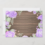 Rustic First 1st Birthday Invitation Paars Floral Kaart (Achterkant)
