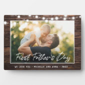 Rustic First Fathers Day Modern Photo Wood Fotoplaat (voorkant)