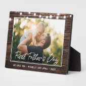 Rustic First Fathers Day Modern Photo Wood Fotoplaat (Zijkant)