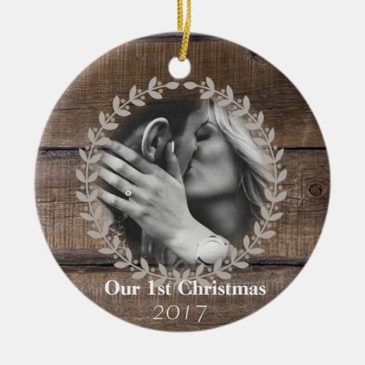 Rustic First Kerstman Custom Photo Ornament (Voorkant)