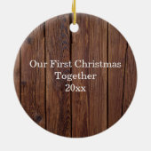 Rustic First Kerstman Mr Mrs Couple Wedding Photo Keramisch Ornament (Achterkant)