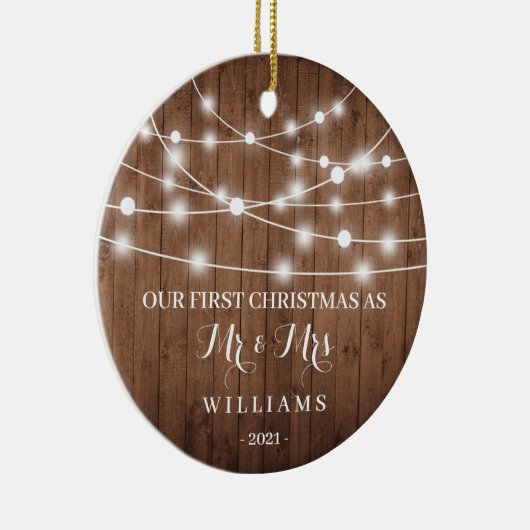 Rustic First Kerstmis als Mr & Mrs Ornament (Rechts)