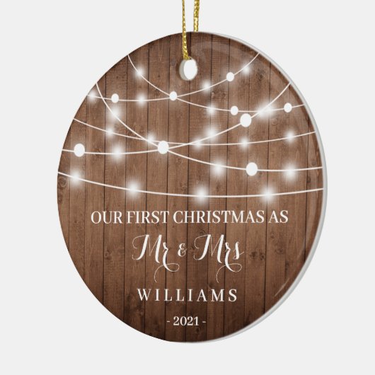 Rustic First Kerstmis als Mr & Mrs Ornament (Links)