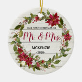 Rustic First Kerstmis als Mr & Mrs Ornament (Voorkant)