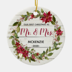 Rustic First Kerstmis als Mr & Mrs Ornament