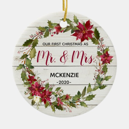 Rustic First Kerstmis als Mr & Mrs Ornament (Voorkant)