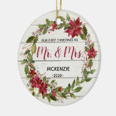 Rustic First Kerstmis als Mr & Mrs Ornament (Links)