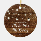 Rustic First Kerstmis als Mr & Mrs Ornament Gift (Voorkant)