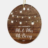 Rustic First Kerstmis als Mr & Mrs Ornament Gift (Links)