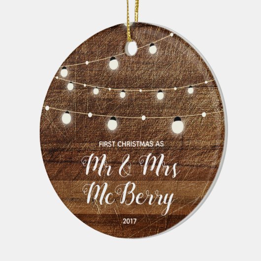 Rustic First Kerstmis als Mr & Mrs Ornament Gift (Links)