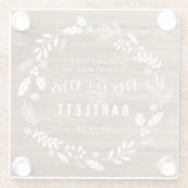 Rustic First Kerstmis Mr en Mrs. Glazen Onderzetter (Achterkant)