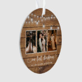 Rustic First Kerstmis Mr Mrs Photo Collage Lights Ornament (voorkant)