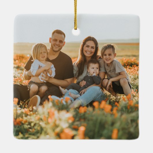 Rustic First Kerstmis New Home Foto Wood Ormenmens Keramisch Ornament (Achterkant)