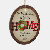 Rustic First kerststartfoto met foto van speelbal Keramisch Ornament (Rechts)