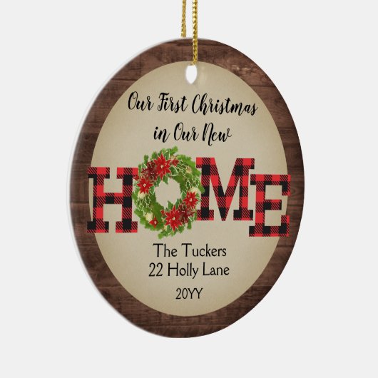 Rustic First kerststartfoto met foto van speelbal Keramisch Ornament (Rechts)