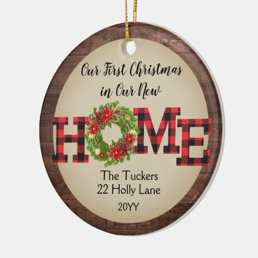 Rustic First kerststartfoto met foto van speelbal Keramisch Ornament (Links)