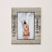 Rustic First Moederdag Grandma Photo Wood Legpuzzel (Verticaal)