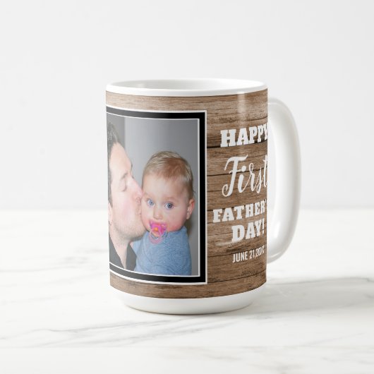 Rustic First Vaderdag Best Pap Ever Photo Koffiemok (Voorkant rechts)