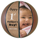 Rustic First Vaderdag Persoonlijke foto Basketbal (Verticaal)