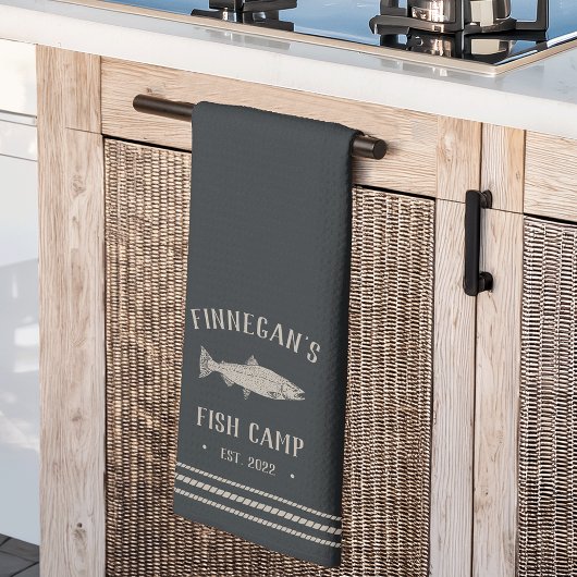 Rustic Fish Camp gepersonaliseerd Theedoek