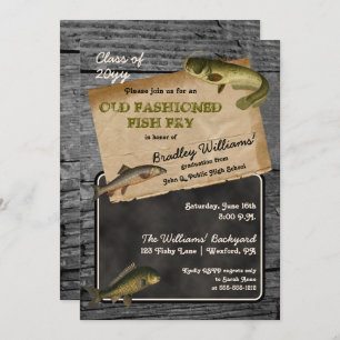 Rustic Fish Fry Afstuderen Backyard Cookout Party Kaart