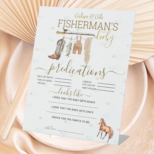 Rustic Fisherman Derby Baby shower voorspellingen Reclamebord Met Voetstuk