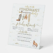 Rustic Fisherman Derby Baby shower voorspellingen Reclamebord Met Voetstuk (Voorkant)